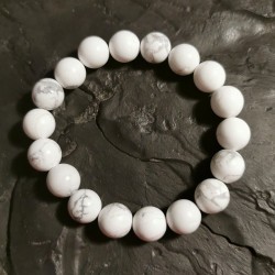 Howlite - Bracelet perles 10mm - 2e chakra